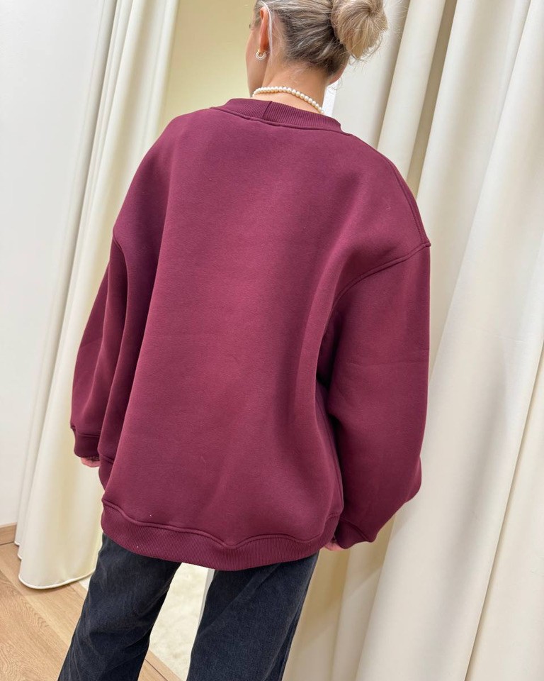 Felpa oversize bordeaux stampa orsetto Natale Vicolo Shop Online Felpa oversize bordeaux stampa orsetto Natale Vicolo