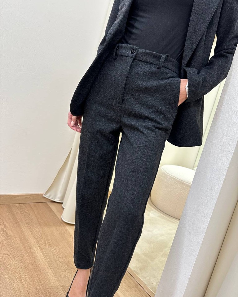 Pantalone a sigaretta spigato antracite Vicolo Shop Online Pantalone a sigaretta spigato antracite Vicolo