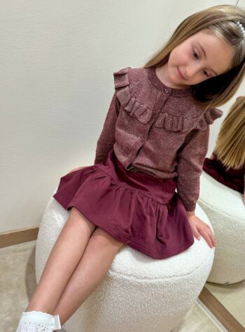 Shop Online Cardigan in maglia bordeaux con lurex e rouches Name it