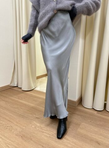 Shop Online Gonna lunga satin grigio perla HaveOne