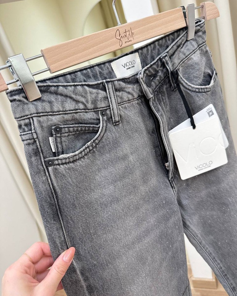 Jeans Zeno grigio con glitter Vicolo Shop Online Jeans Zeno grigio con glitter Vicolo
