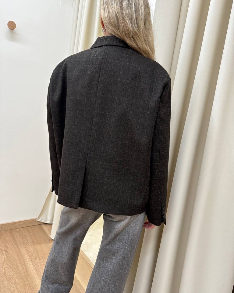 Blazer cropped moro quadri Vicolo Shop Online Blazer cropped moro quadri Vicolo