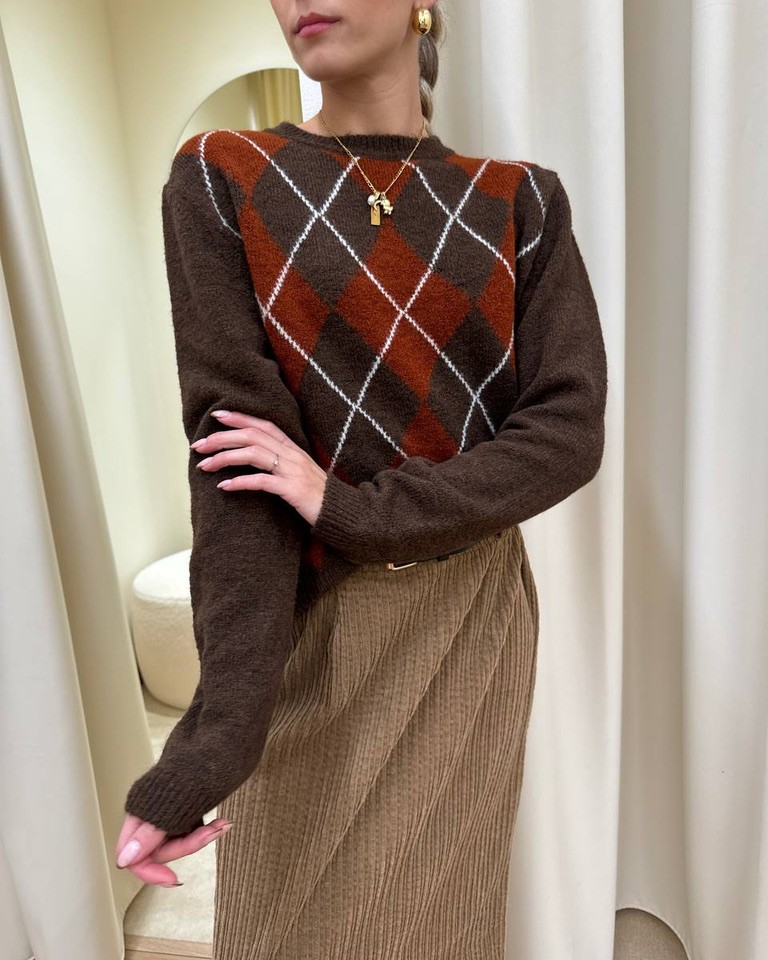 Maglia girocollo moro rombi bruciato HaveOne Shop Online Maglia girocollo moro rombi bruciato HaveOne