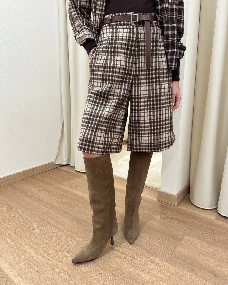 Bermuda check moro con cintura Kontatto Shop Online Bermuda check moro con cintura Kontatto