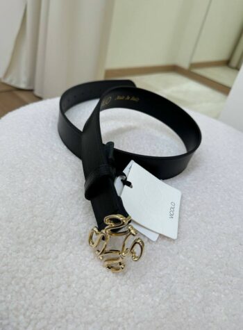 Shop Online Cintura nera in vera pelle fibbia disegno dorata Vicolo