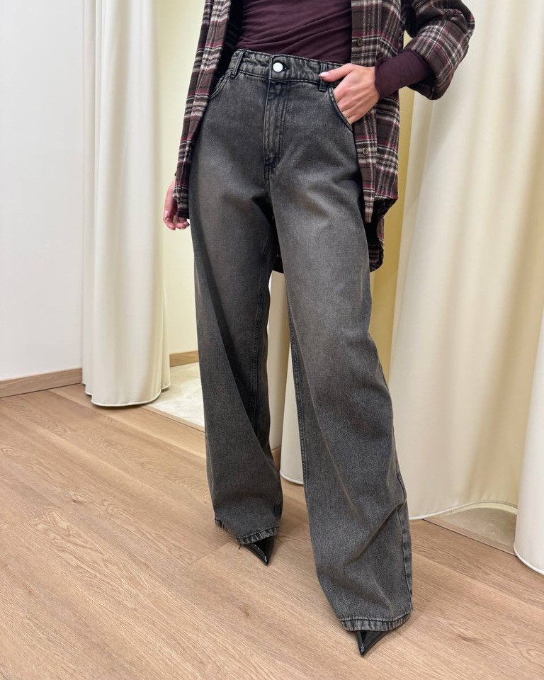 Jeans wide leg nero slavato HaveOne Shop Online Jeans wide leg nero slavato HaveOne