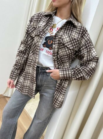 Shop Online Camicia check in flanella moro e beige Vicolo