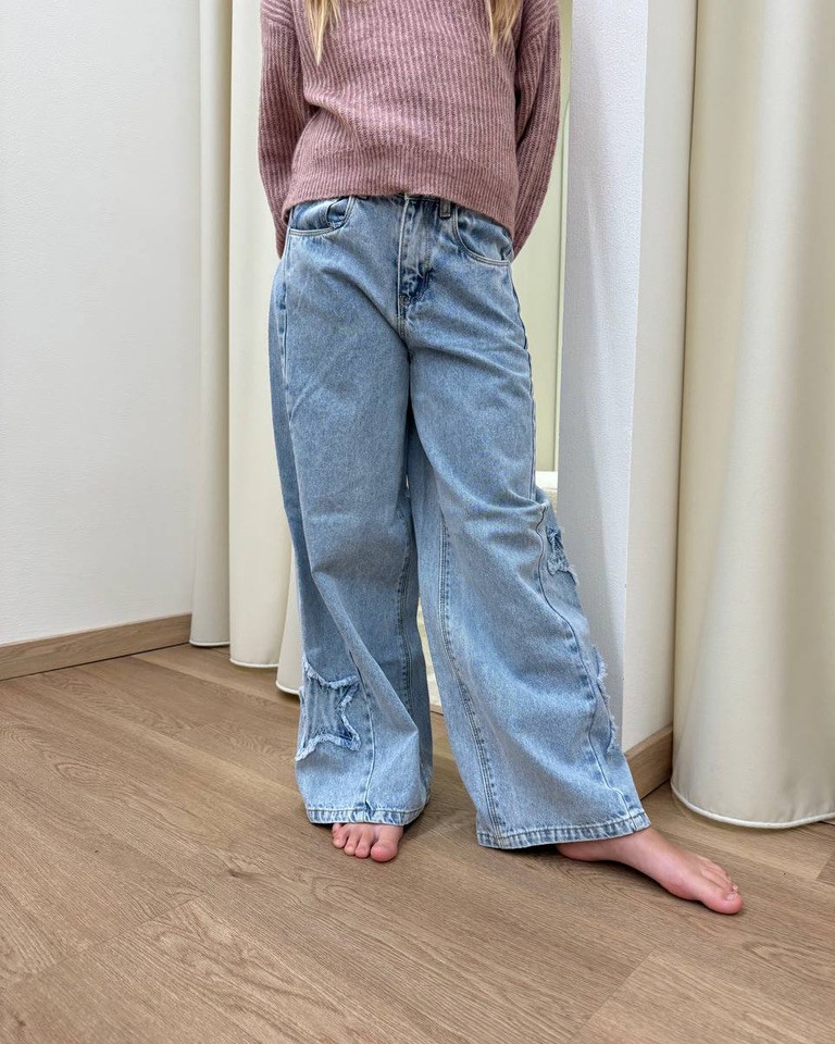 Jeans palazzo chiaro con patch stelle Name It Shop Online Jeans palazzo chiaro con patch stelle Name It