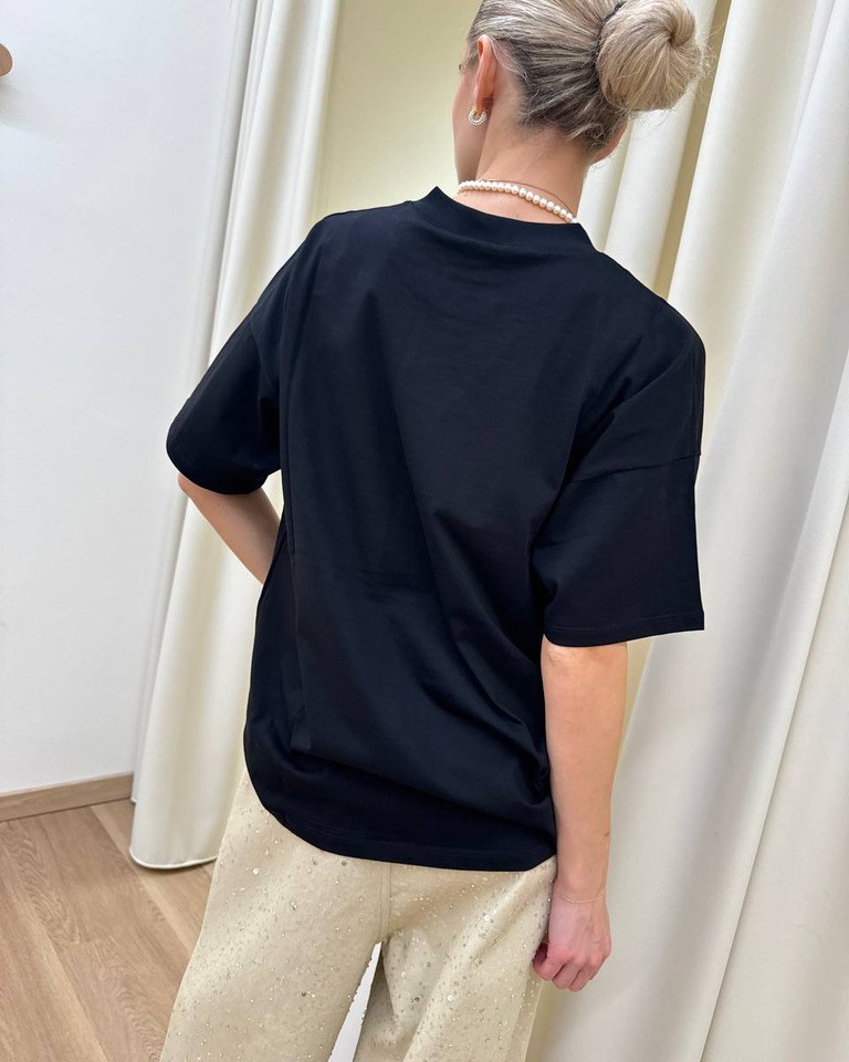 T-shirt oversize nera stampa orsetto Vicolo Shop Online T-shirt oversize nera stampa orsetto Vicolo