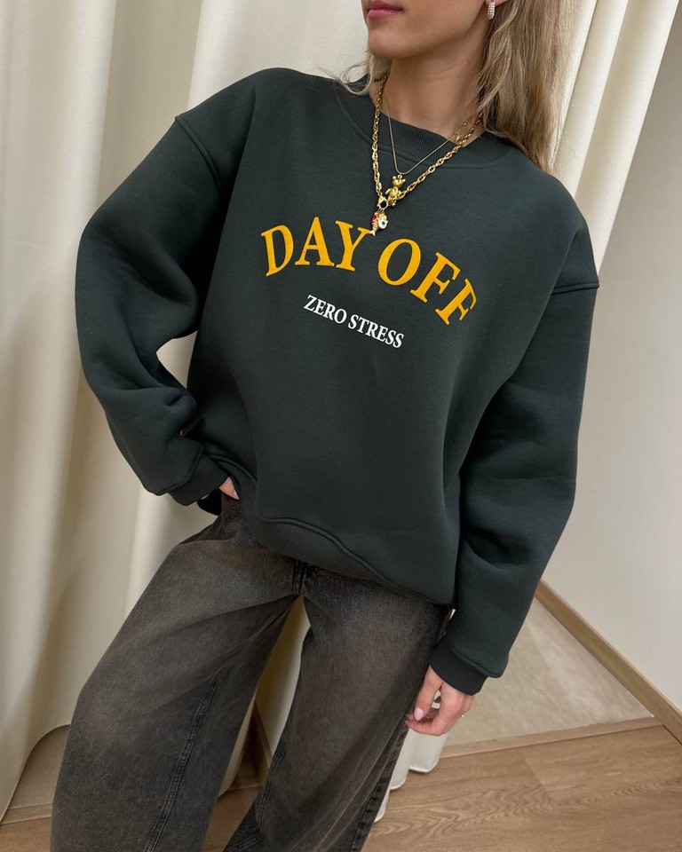 Felpa oversize verde stampa zero stress Vicolo Shop Online Felpa oversize verde stampa zero stress Vicolo