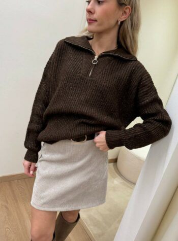 Shop Online Maglione oversize collo alto con zip e lurex moro HaveOne