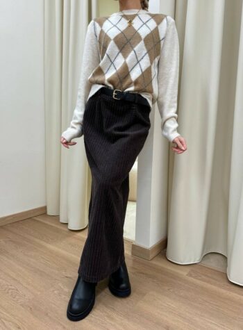 Shop Online Gonna lunga in velluto moro con cintura HaveOne