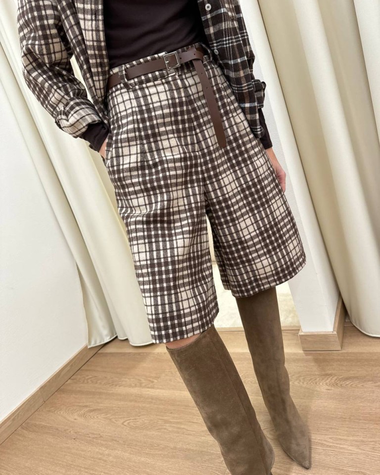 Bermuda check moro con cintura Kontatto Shop Online Bermuda check moro con cintura Kontatto