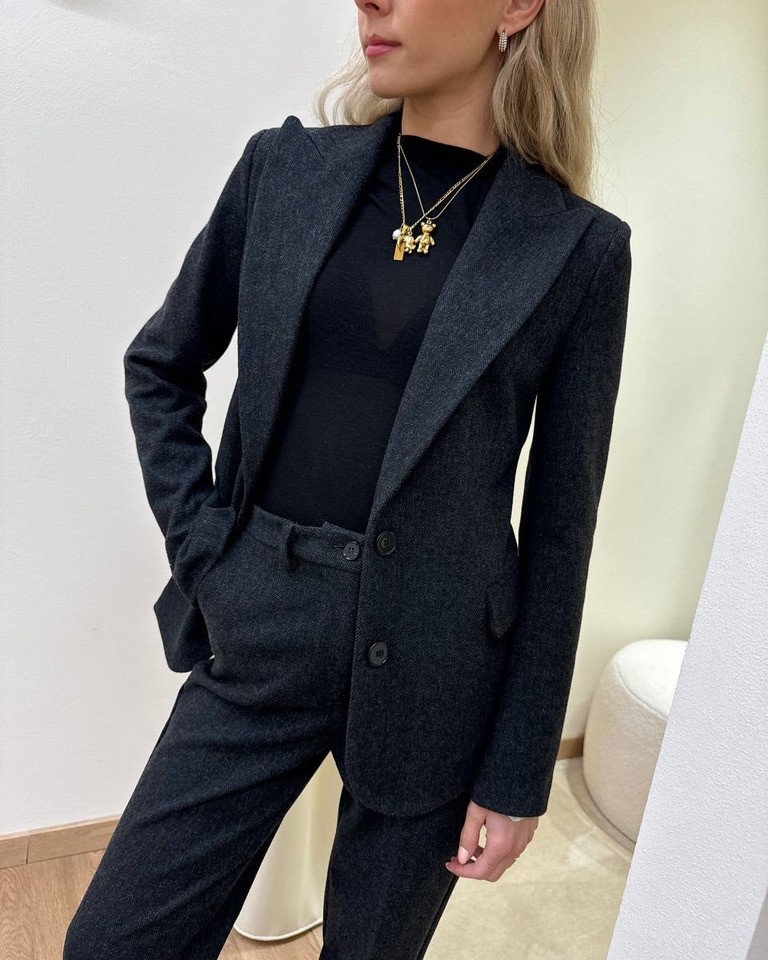 Giacca antracite spigata rever a lancia Vicolo Shop Online Giacca antracite spigata rever a lancia Vicolo