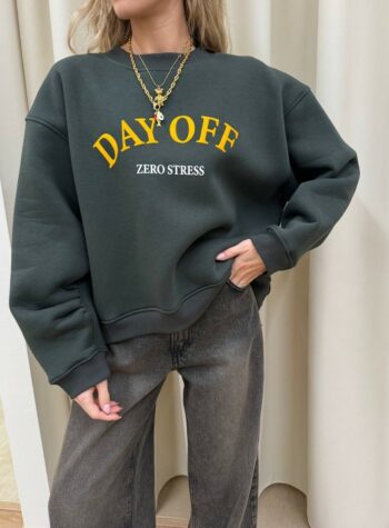 Shop Online Felpa oversize verde stampa zero stress Vicolo