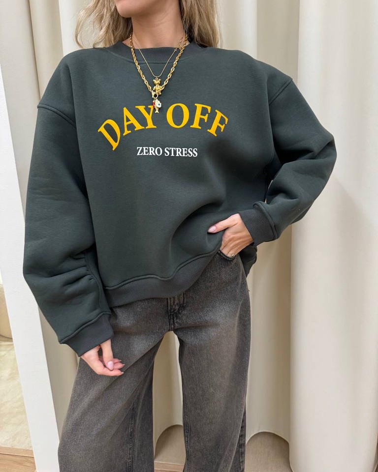 Felpa oversize verde stampa zero stress Vicolo Shop Online Felpa oversize verde stampa zero stress Vicolo