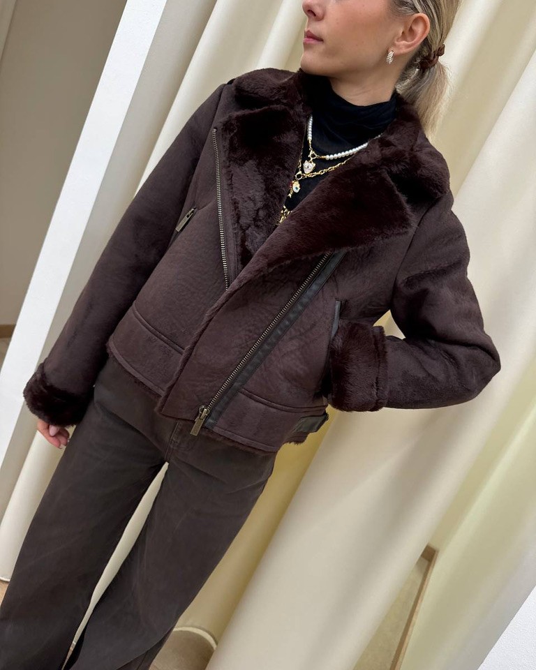 Giubbotto eco montone corto moro scamosciato Vicolo Shop Online Giubbotto eco montone corto moro scamosciato Vicolo