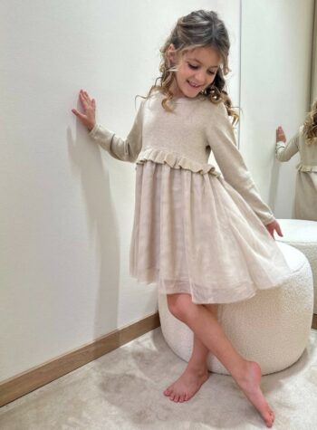 Shop Online Vestito beige in tulle con maglia in lurex Name It