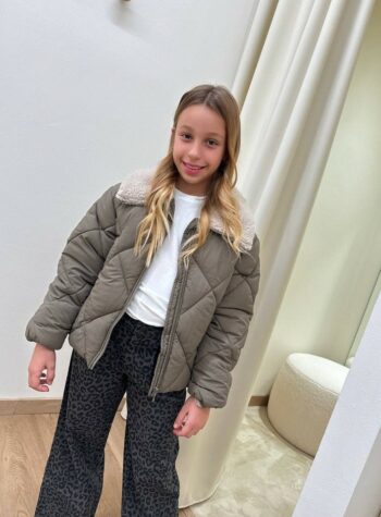 Shop Online Piumino verde militare collo pelliccia Name It