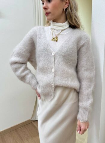 Shop Online Cardigan ampio in mohair beige HaveOne