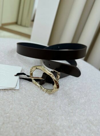 Shop Online Cintura moro sottile in vera pelle fibbia lavorata dorata Vicolo