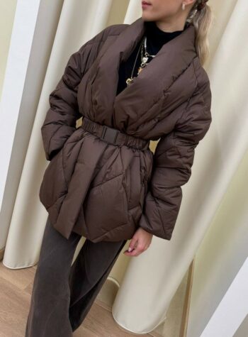 Shop Online Piumino imbottito moro con cintura Vicolo