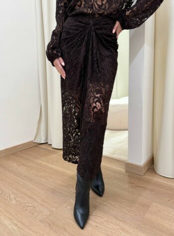 Shop Online Gonna pizzo in velluto moro con arricciatura davanti Kontatto