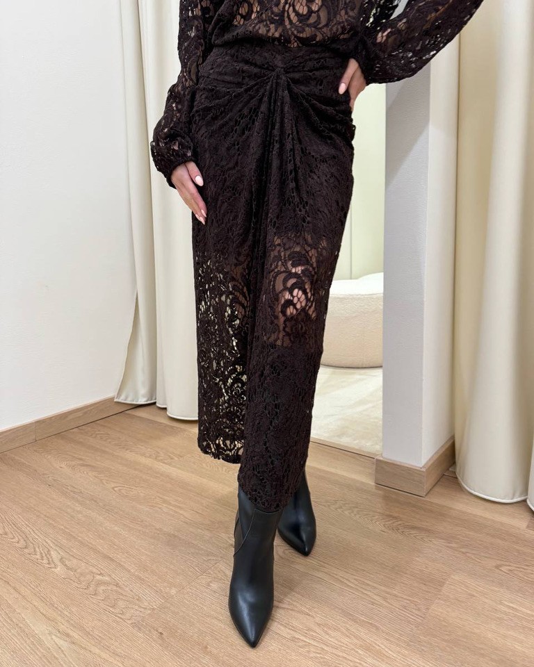 Gonna pizzo in velluto moro con arricciatura davanti Kontatto Shop Online Gonna pizzo in velluto moro con arricciatura davanti Kontatto