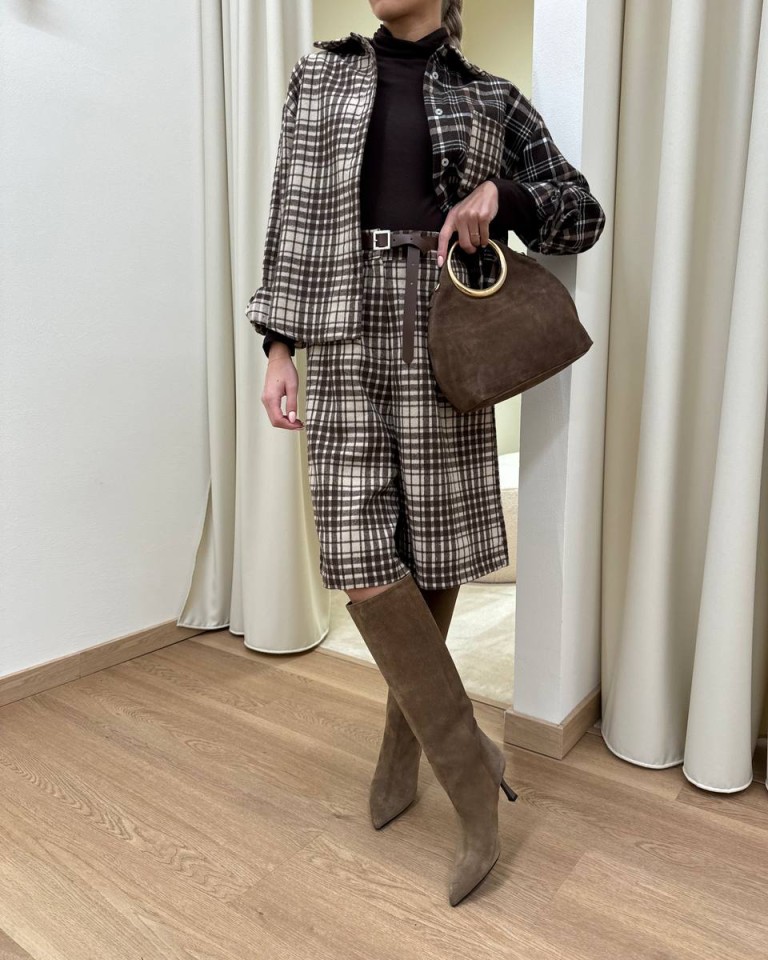 Bermuda check moro con cintura Kontatto Shop Online Bermuda check moro con cintura Kontatto