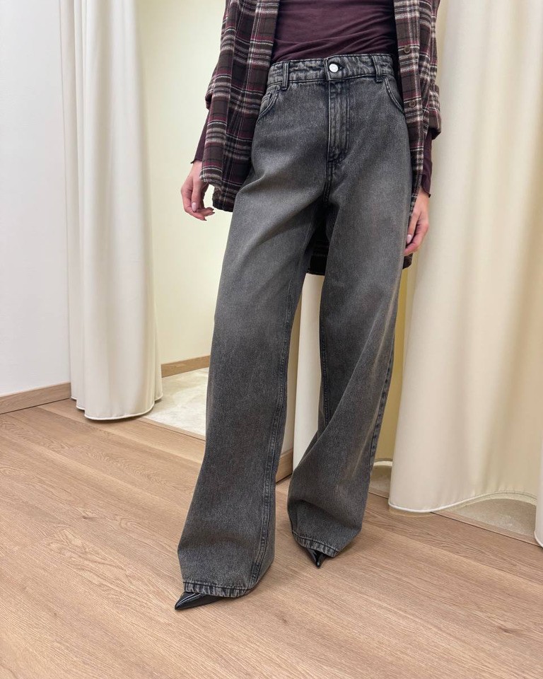 Jeans wide leg nero slavato HaveOne Shop Online Jeans wide leg nero slavato HaveOne