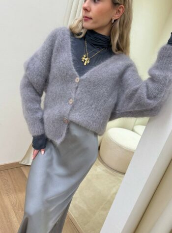 Shop Online Cardigan ampio in mohair grigio perla HaveOne