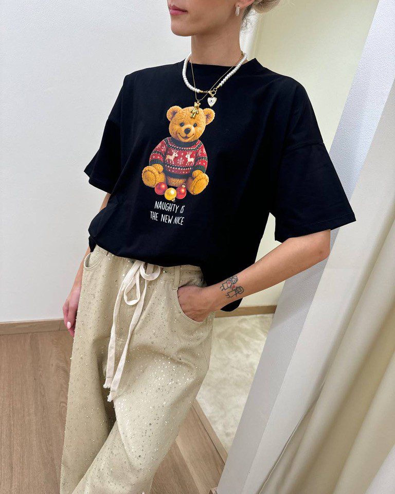 T-shirt Full Volume By EMP Donna – Nera Con Stampa, Retro In Rete, Scollo Rotondo, 95% Viscosa