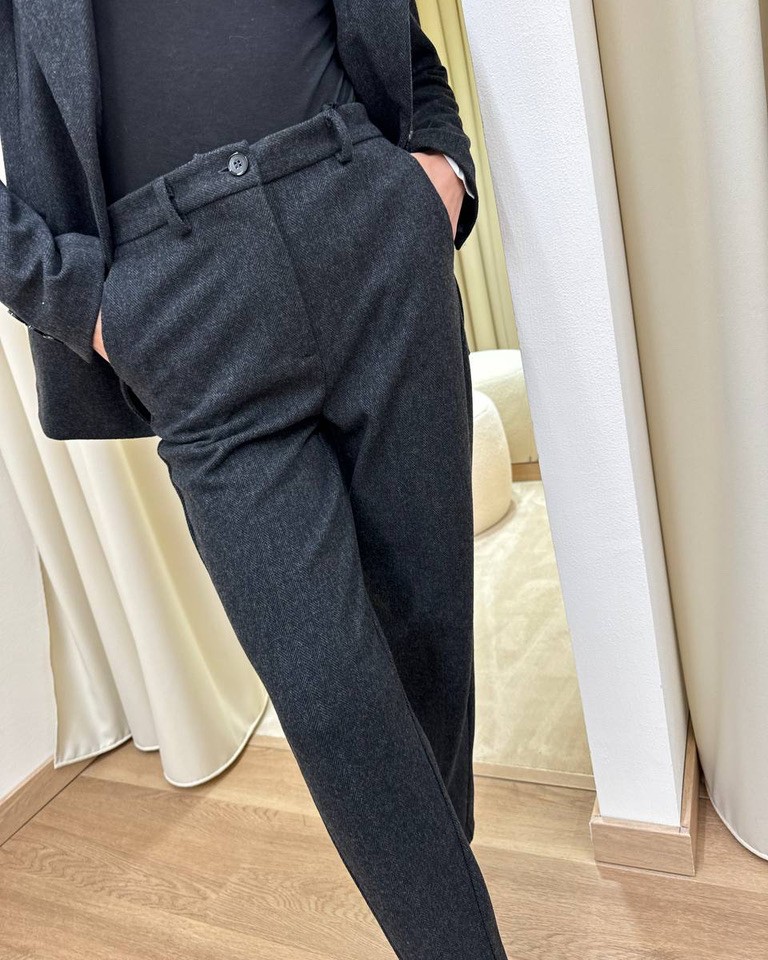 Pantalone a sigaretta spigato antracite Vicolo Shop Online Pantalone a sigaretta spigato antracite Vicolo