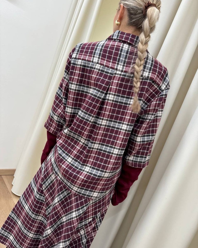 Camicia check bordeaux e moro con manicotti HaveOne Shop Online Camicia check bordeaux e moro con manicotti HaveOne