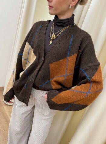 Shop Online Cardigan rombi moro e bruciato scollo a v HaveOne