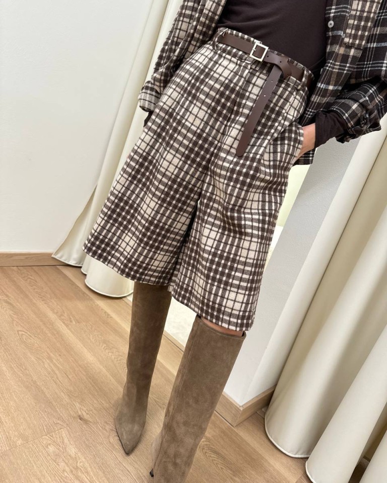 Bermuda check moro con cintura Kontatto Shop Online Bermuda check moro con cintura Kontatto