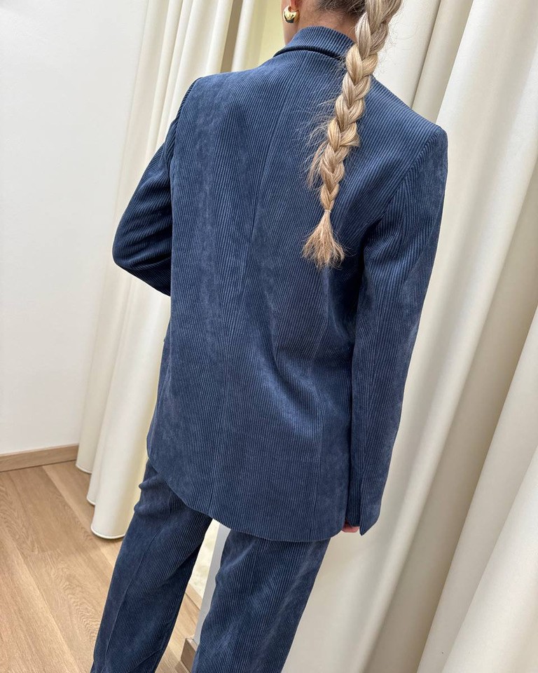 Blazer blu doppiopetto in velluto rocciatore Vicolo Shop Online Blazer blu doppiopetto in velluto rocciatore Vicolo