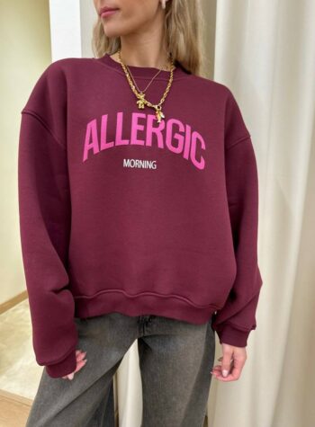 Shop Online Felpa oversize bordeaux stampa allergic Vicolo