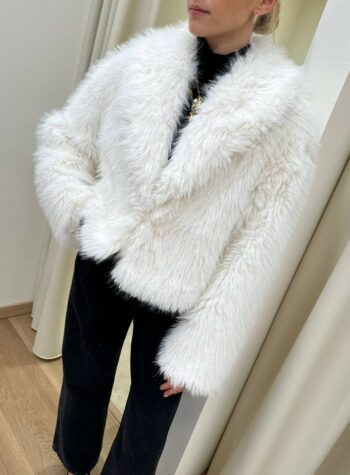 Shop Online Pelliccia panna corta collo sciallato HaveOne