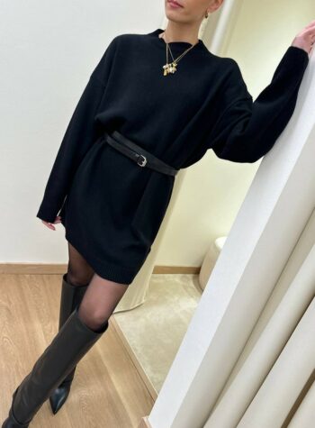 Shop Online Abito corto over in maglia nero Vicolo