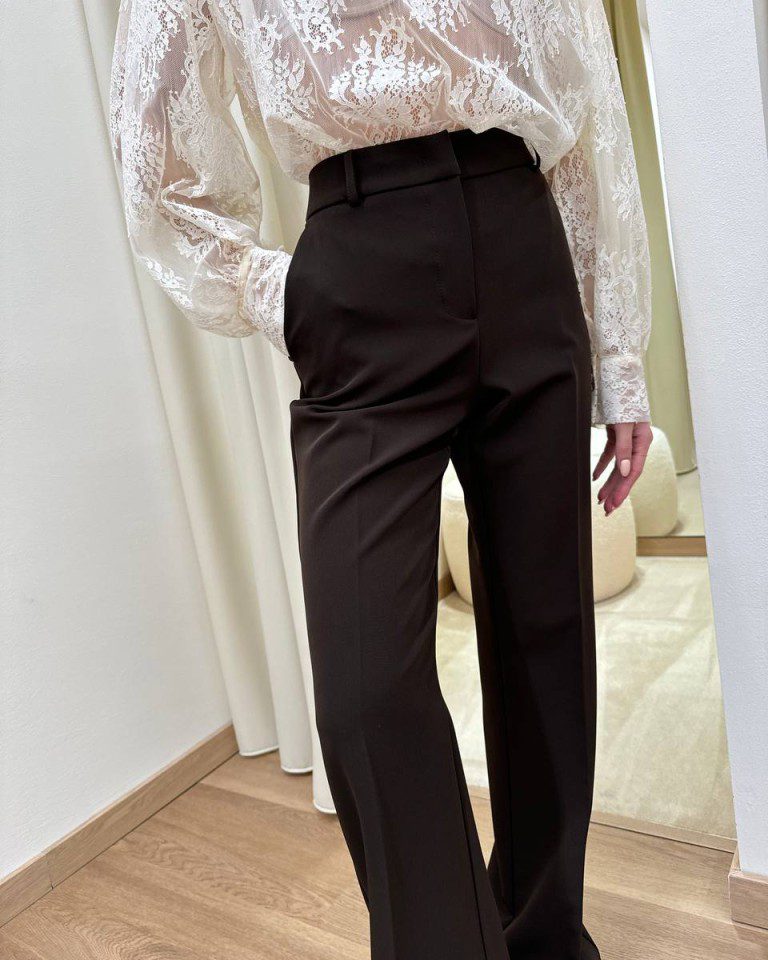 Pantalone flare moro con piega Kontatto Shop Online Pantalone flare moro con piega Kontatto