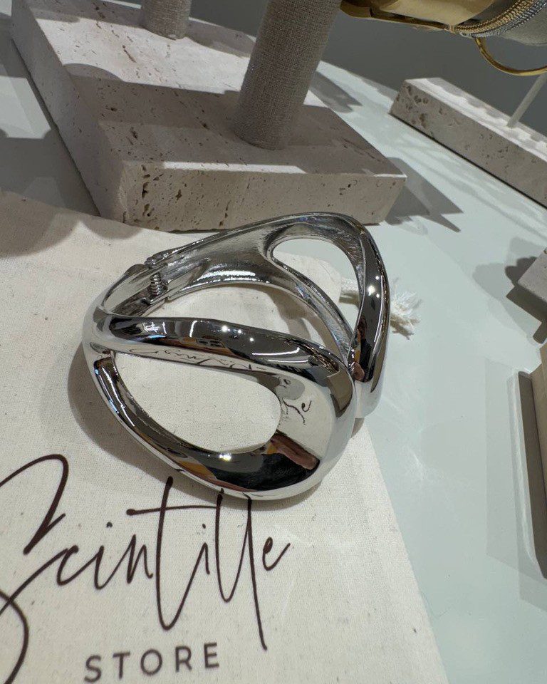 Bracciale argentato doppia goccia aperta Shop Online Bracciale argentato doppia goccia aperta