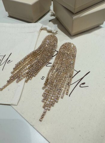 Shop Online Orecchini pendenti con cascata di strass dorati