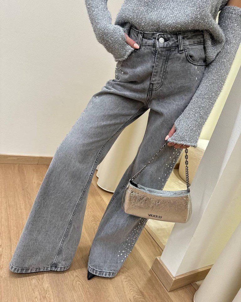 Jeans Tokyo grigio chiaro con cabochon HaveOne Shop Online Jeans Tokyo grigio chiaro con cabochon HaveOne