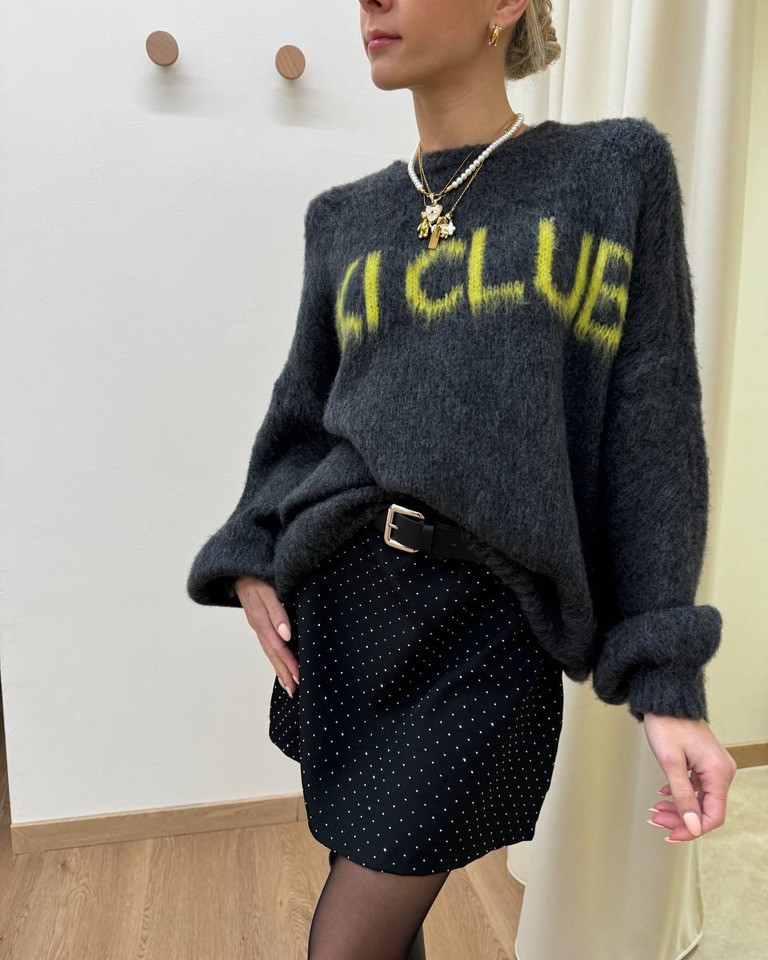 Maglione girocolo "ski club" grigio HaveOne Shop Online Maglione girocolo "ski club" grigio HaveOne