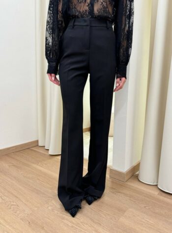 Shop Online Pantalone flare nero con piega Kontatto