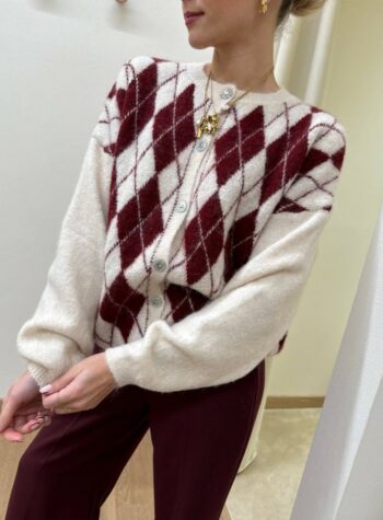 Shop Online Cardigan rombi burro bordeaux Susy Mix