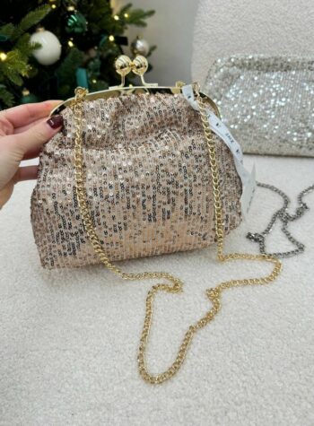 Pochette in paillettes champagne Susy Mix Shop Online Pochette in paillettes champagne Susy Mix