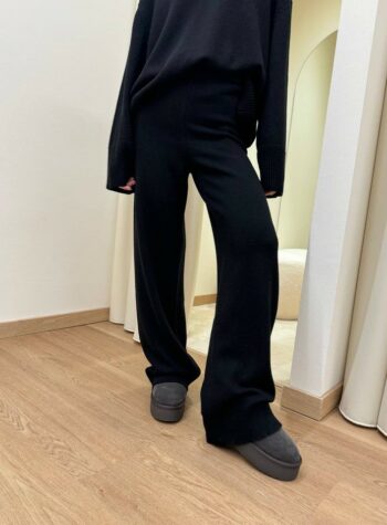 Shop Online Pantalone palazzo in maglia nero Vicolo