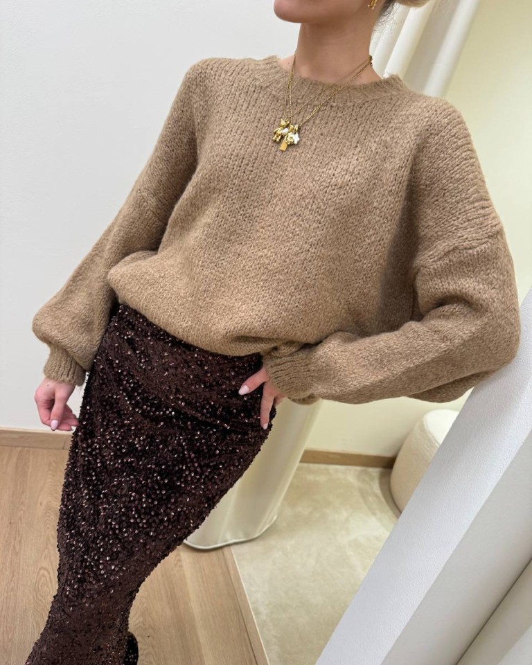 Maglione over girocollo cammello Susy Mix Shop Online Maglione over girocollo cammello Susy Mix